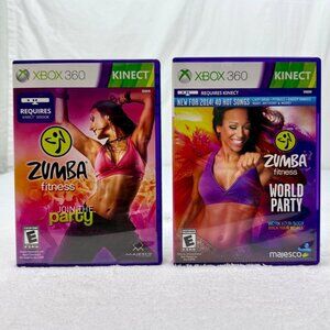 XBOX 360 Kinect Zumba Fitness Game Bundle of 2 Discs Join The Party & World Part